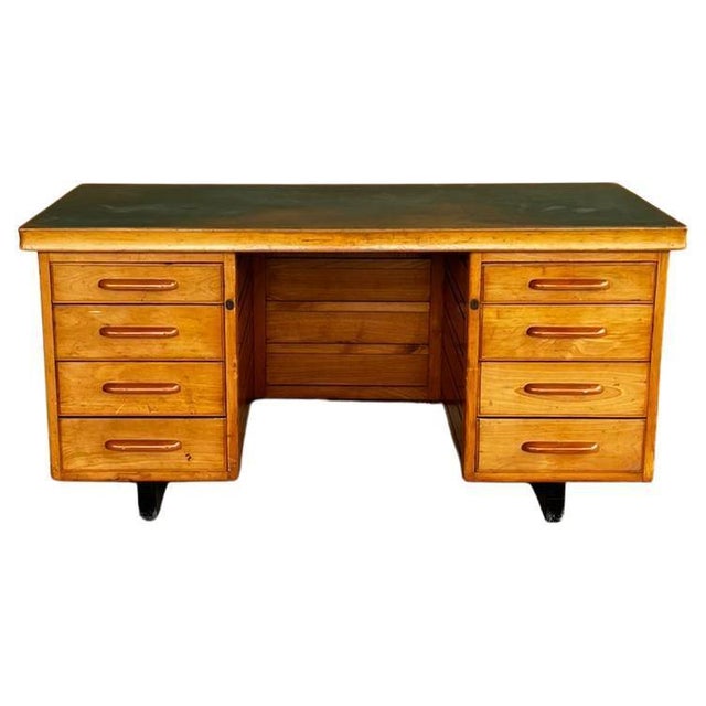 Mid-Century Desk with Green Top and Eight Drawers by Anonima Castelli for Castelli, 1950s For Sale - Image 9 of 9