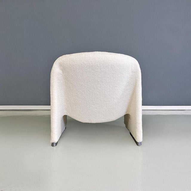Silver Italian Modern Teddy Fabric Alky Armchairs attributed to G. Piretti, Anonima Castelli, 1970s, Set of 2 For Sale - Image 8 of 14