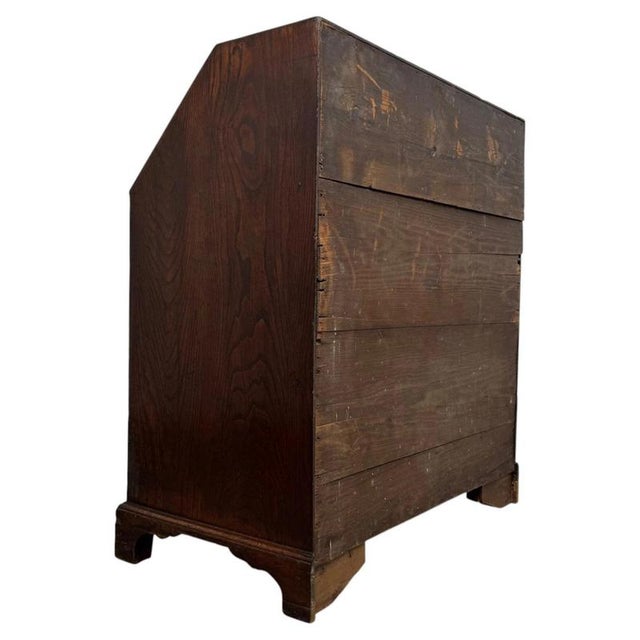 Antique English Georgian Oak Bureau, 1700s For Sale - Image 12 of 14