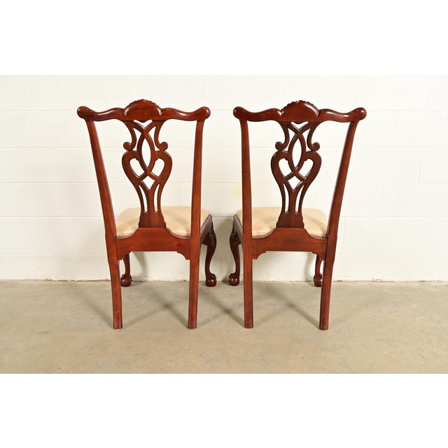 Baker Furniture Chippendale Carved Mahogany Side Chairs or Dining Chairs, Pair For Sale - Image 11 of 14