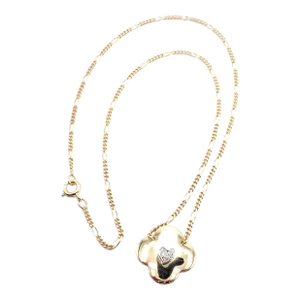 Vintage Cartier 18k Yellow Gold Diamond Heart Clover Pendant Necklace