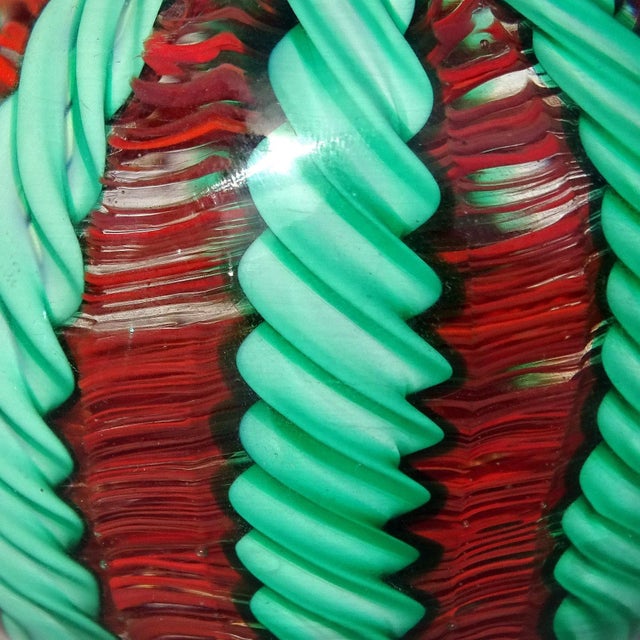 Vintage Murano Fratelli Toso Green Orange Millefiori Flower Italian Art Glass Paperweights - Set of 3 For Sale In Orlando - Image 6 of 10