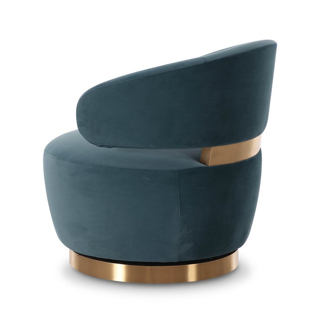 Austin Dark Teal Velvet Swivel Chair For Sale - Image 4 of 7
