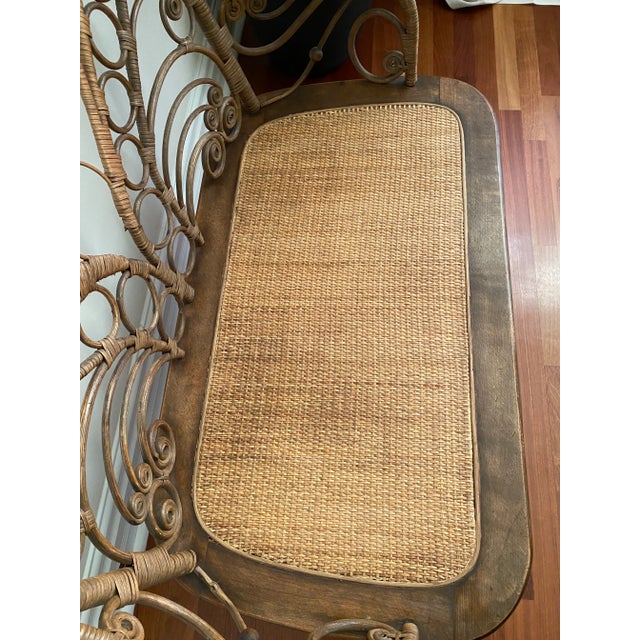 Heywood-Wakefield Antique American Victorian Wicker and Cane Courting Bench Chair Settee For Sale - Image 4 of 13
