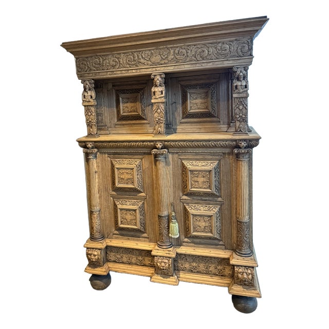 Antique Flemish Oak Cabinet, 1780 For Sale