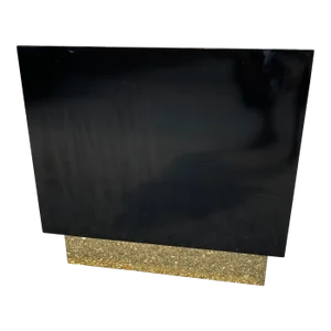 1970s Square Post Modern Black Laminate Lacquer Style With Gold Laminate Plinth