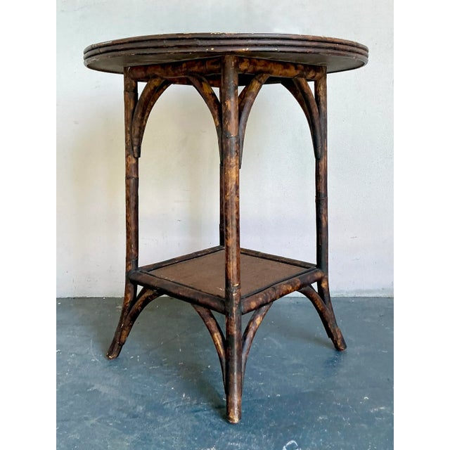Vintage Boho Burnt Bamboo Side Table For Sale - Image 12 of 12