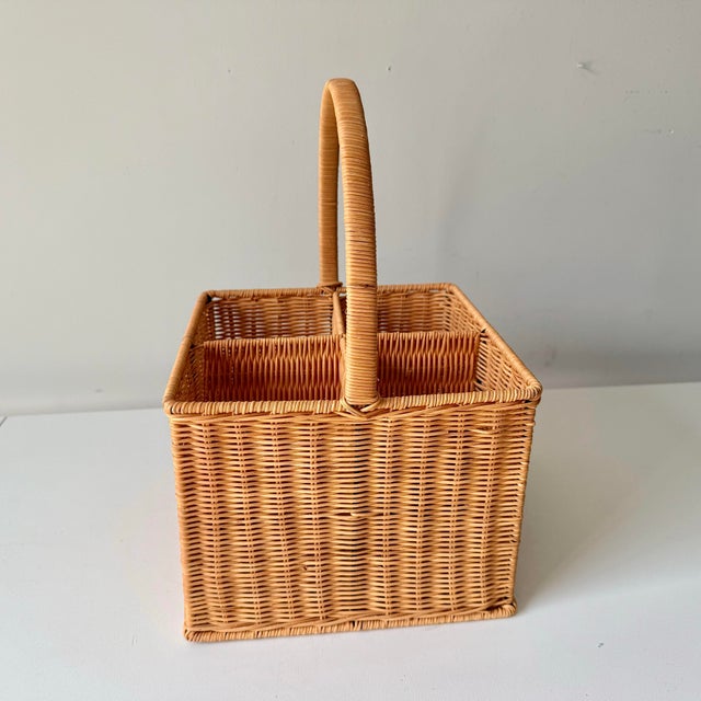 Mid-Century Modern 1970s Wicker Utensil Caddy For Sale - Image 3 of 9