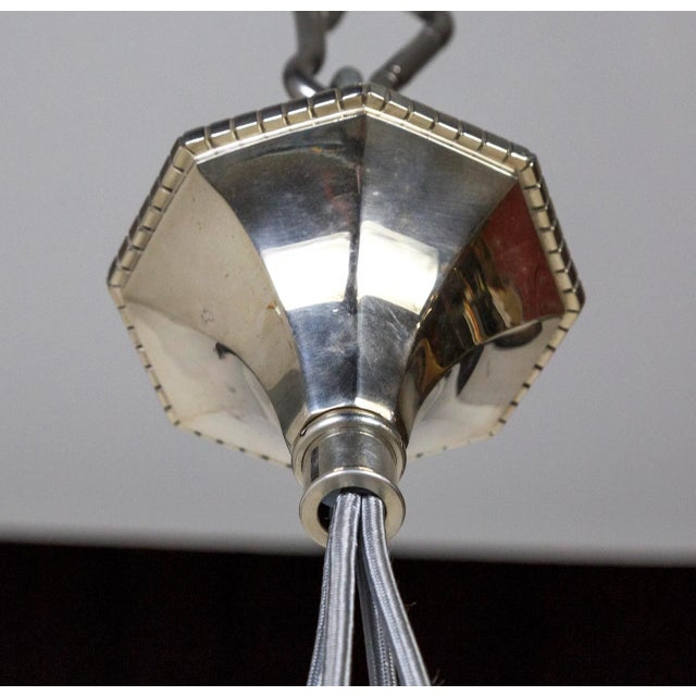 Early 20th Century Early 20th Century Silver Plated Solid Bronze 4-Light Horn Chandelier For Sale - Image 5 of 11