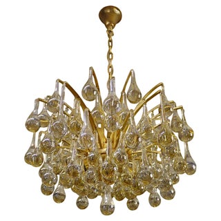 Murano Glass and Brass Tear Drop Chandelier from Palwa, Germany, 1970s For Sale