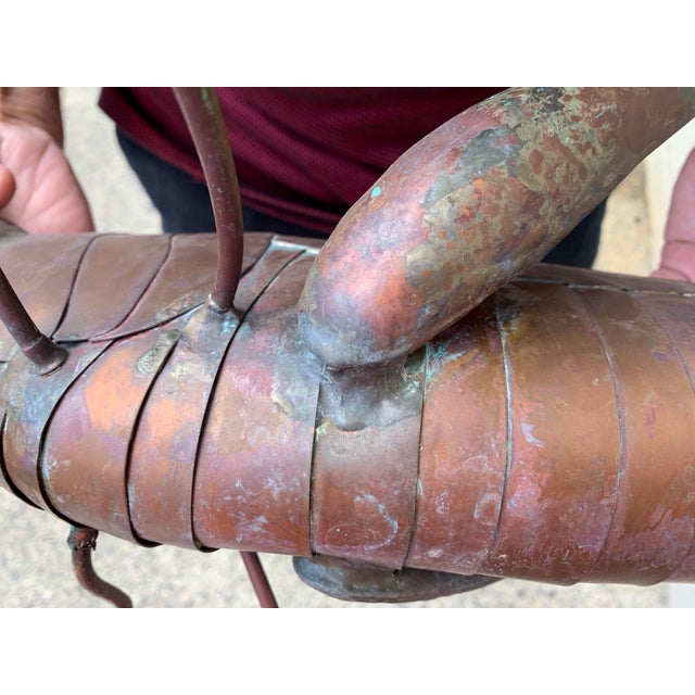 Vintage Folk Art Copper Grasshopper in Blades of Copper Grass For Sale - Image 4 of 16