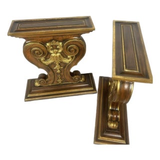 1960s Pair (2) of Ornate Wooden Table Bases Made in Italy For Sale