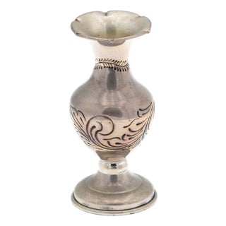 Silver Vase in Relief with Plant Motifs For Sale