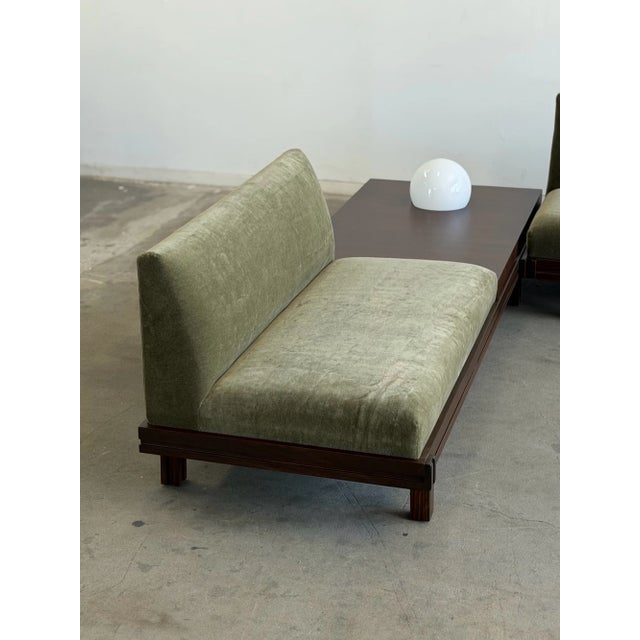 Green Vintage Platform Sectional in Walnut & Mohair For Sale - Image 8 of 14
