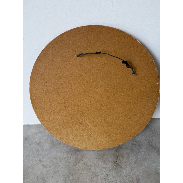 1980s Vintage Heavy Impasto Expressionist Abstract Mixed-Media Painting on Round Wood Panel For Sale - Image 12 of 12
