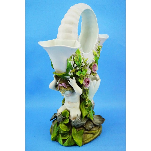 19th Century Porcelain Vase with Barbotine Tritons by Richard Eckert & Co. Volkstedt Rudolstadt, Germany, 1890s For Sale - Image 4 of 18