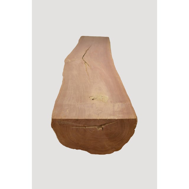 Wood Andrianna Shamaris Single Teak Wood Log Bench or Coffee Table For Sale - Image 7 of 18