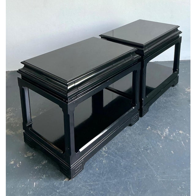 Vintage Ralph Lauren Chinoiserie Black Lacquered Side Tables - A Pair For Sale In West Palm - Image 6 of 17