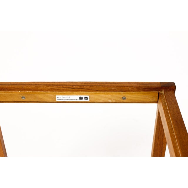 Wood 1960s Danish Modern Mid Century Teak Flip Top Ottoman Side Tables — Erik Buch — Black Leather — Pair For Sale - Image 7 of 7