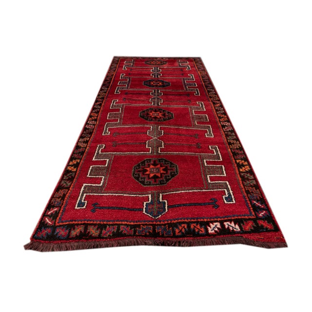 Tribal Vintage Turkish Handmade Red Tribal Wool Runner For Sale - Image 3 of 10