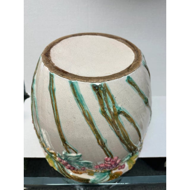Majolica Art Nouveau Jardiniere & Pedestal For Sale In Detroit - Image 6 of 9