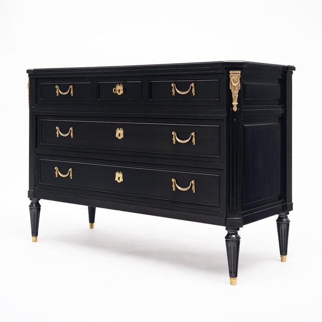 Louis XVI Style Ebonized Mahogany Commode For Sale - Image 4 of 9