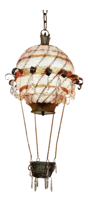 Hollywood Regency/ Art Deco Maison Bagues Beaded Crystal Hot Air Balloon Chandelier Estate Jackie Gleason Miami Beach