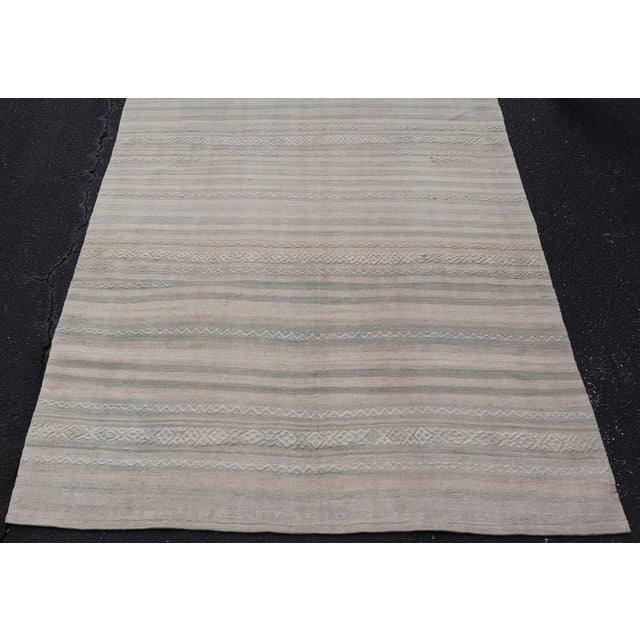 Vintage Turkish Kilim With Striped Flatweave Design in Soft Neutral Tones For Sale - Image 4 of 11