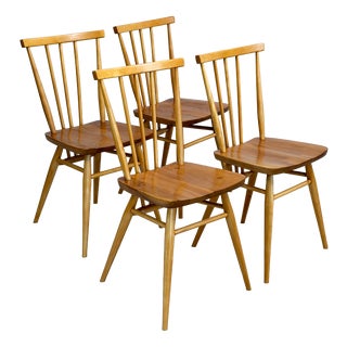 Elm and Beech 391 Dining Chairs by Lucian Ercolani for Ercol, 1980s, Set of 4 For Sale