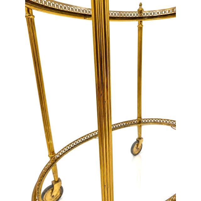 Maison Jansen Attributed Brass Bar Cart Vintage French Mid-Century Modern Hollywood Regency For Sale - Image 11 of 13