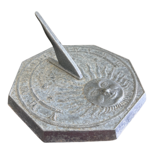 Vintage English Country Iron Garden Sundial With Sun- Outdoor Estate Decor