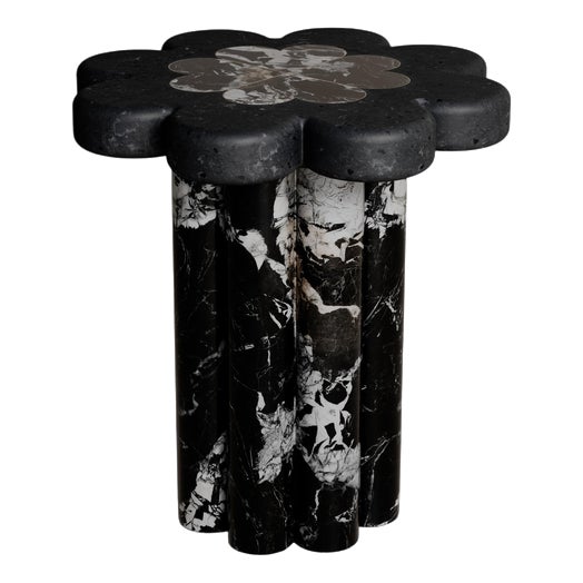 Marbelle Side Table in Black Marble and Brass by Esther Knopfler For Sale
