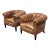 Restoration Hardware 1930's English Tufted Leather Tub Chairs, Pair For Sale