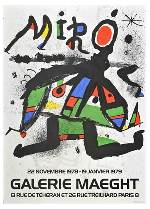 Vintage Modern Art Museum Poster after Joan Miro, 1978