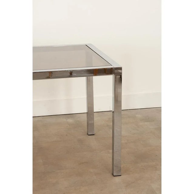 Mid-Century Modern Mid-Century Glass & Chrome Dining Table in the Manner of Baughman For Sale - Image 3 of 13