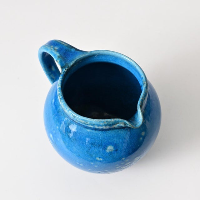 Danish Blue Glazed Ceramic Jug from Kahler, 1960s For Sale - Image 9 of 11