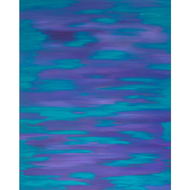 "Purple Sky Turquoise Clouds" Large Abstract Oil Painting by Simon Findlay For Sale