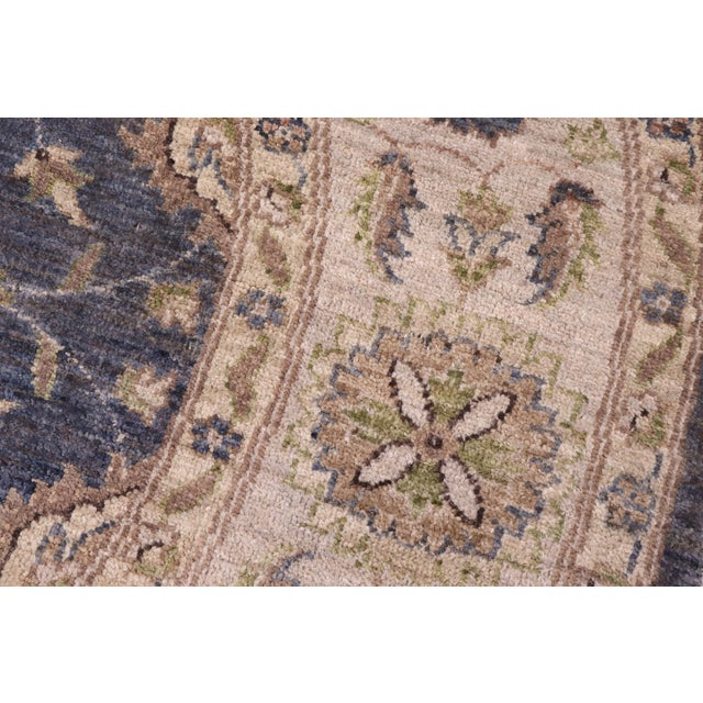 Art Nouveau Bohemian Ziegler Gray/Blue Wool Runner Rug- 6'1'' X 6'2'' For Sale - Image 3 of 10