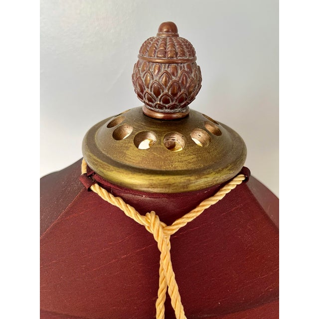 Textile 1970s East Asian Elephant Table Lamp With Silk Shade - Attributed to Robert Abbey For Sale - Image 7 of 12