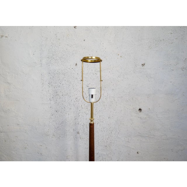 Goldenrod Mid-Century Brass & Polished Wood Floor Lamp from Böhlmarks, Sweden, 1940s For Sale - Image 8 of 12