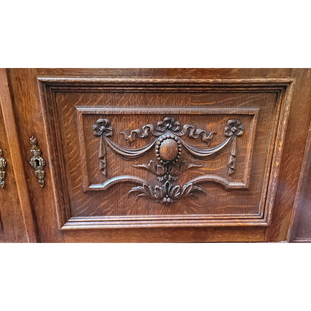 Antique 1880s French Henri II Style Sideboard Server Oak For Sale - Image 10 of 17