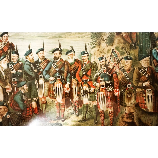 Green Antique Framed Scottish Print of Clan Chiefs and Tartans For Sale - Image 8 of 11