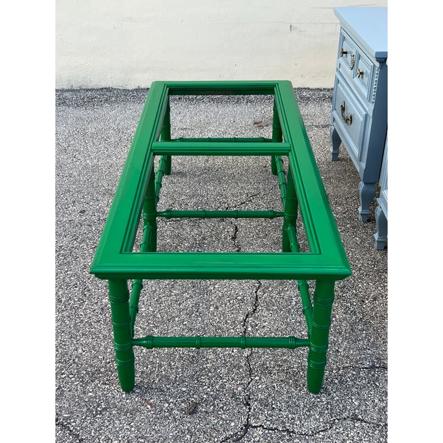 Mid Century Faux Bamboo Green Lacquered Coffee Table For Sale In Miami - Image 6 of 9