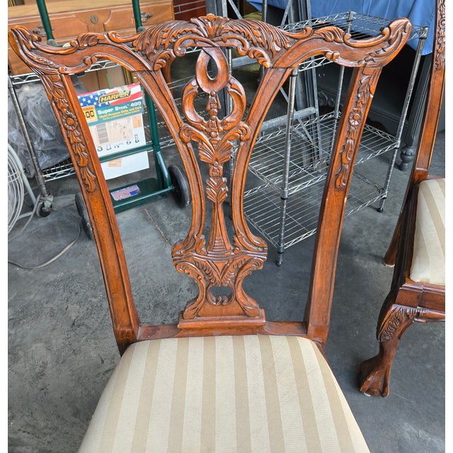 1970s Set of 6 Carved Chippendale Style Dining Chairs With Claw Feet For Sale - Image 4 of 11