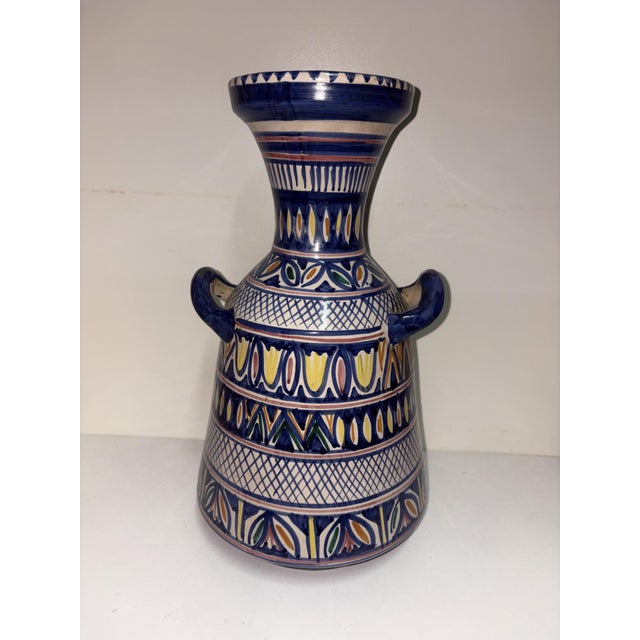 Hand-painted Vietri vase with handles, height 33 cm, circumference 18 cm