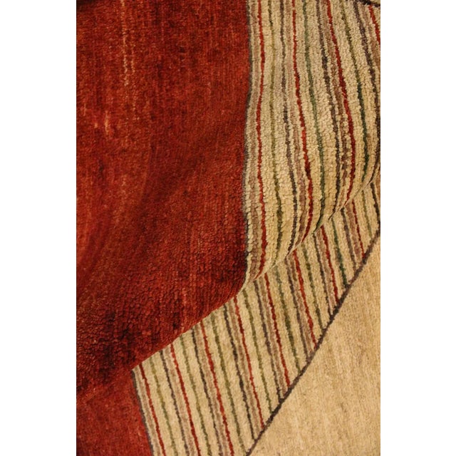 1990s 1990s Shabby Chic Tan/Red Hand-Knotted Wool Rug -2'11 X 5'1 For Sale - Image 5 of 8
