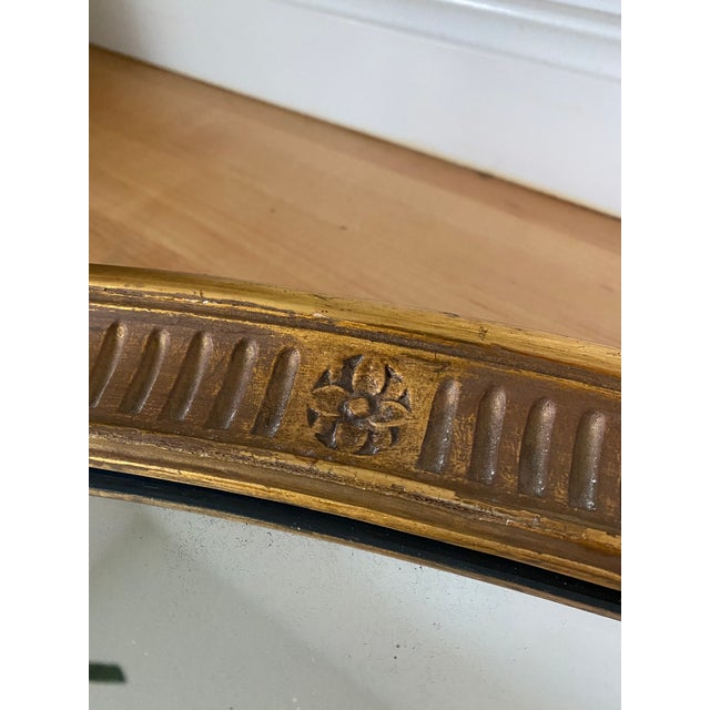 Antique Large Giltwood Oval Wall Mirror For Sale - Image 4 of 12