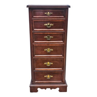 1971 Bassett Chippendale Walnut Lingerie Chest – Tall 6‑Drawer Vintage Chest For Sale