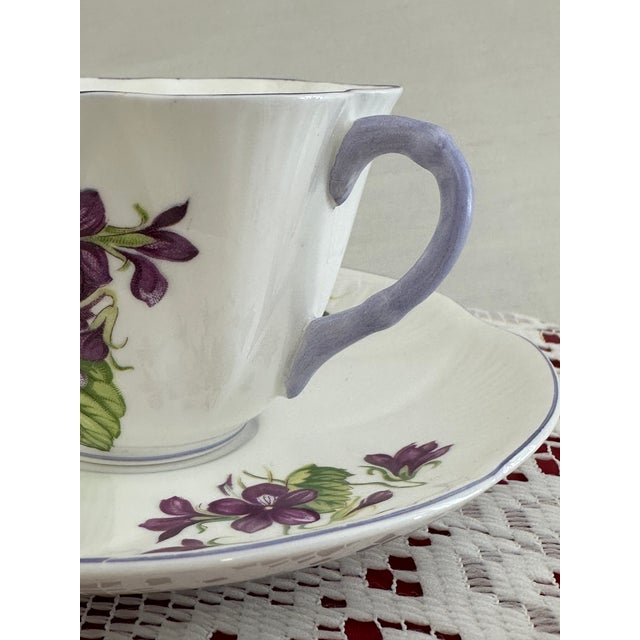 Shelley Vintage Shelley Violets Tea Cup and Saucer: Vintage English Bone China For Sale - Image 4 of 8