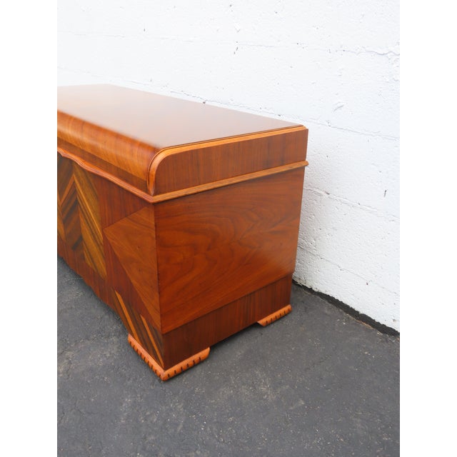 Lane Art Deco Waterfall Inlay Cedar Chest Blanket Trunk 6627 For Sale - Image 15 of 18